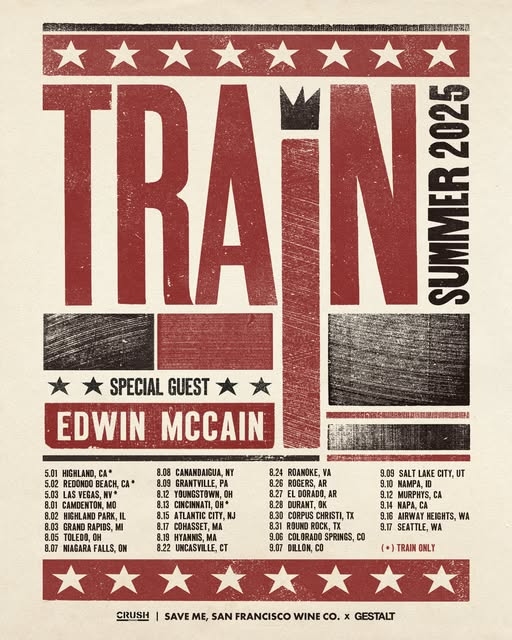 Train Announces 2025 North American Tour with Edwin McCain, Plus Sail